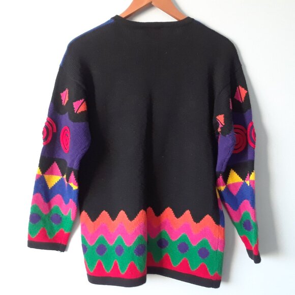 Vintage 90s Cotton Abstract Design Sweater - Picture 3 of 9